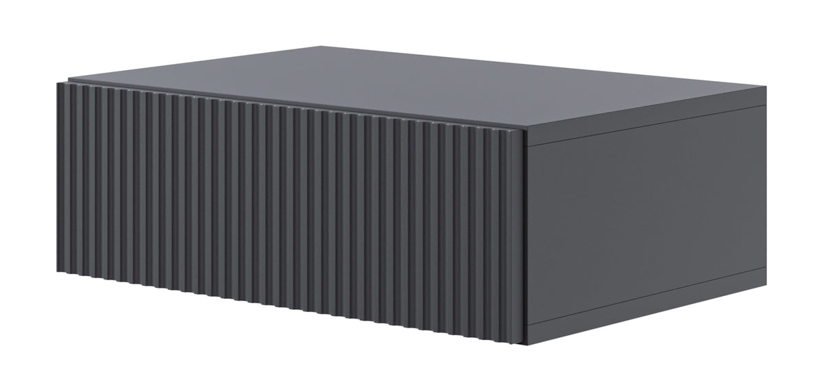 Nachttisch Veldio mit gefräster Front und Schublade 50 cm Schwarz hängend