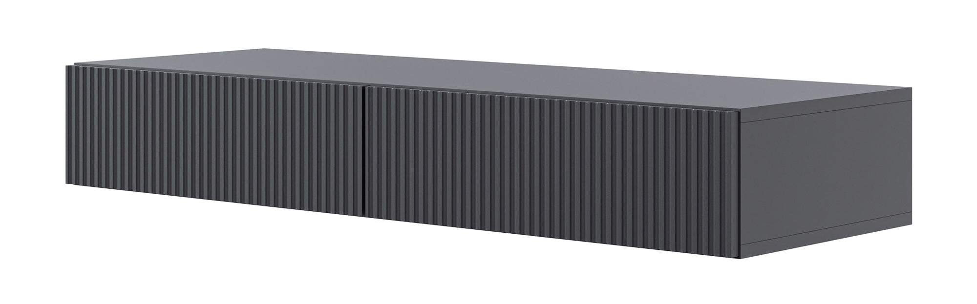 Coiffeuse Veldio avec façade fraisée et deux tiroirs, 110 cm, suspendue, gris-beige