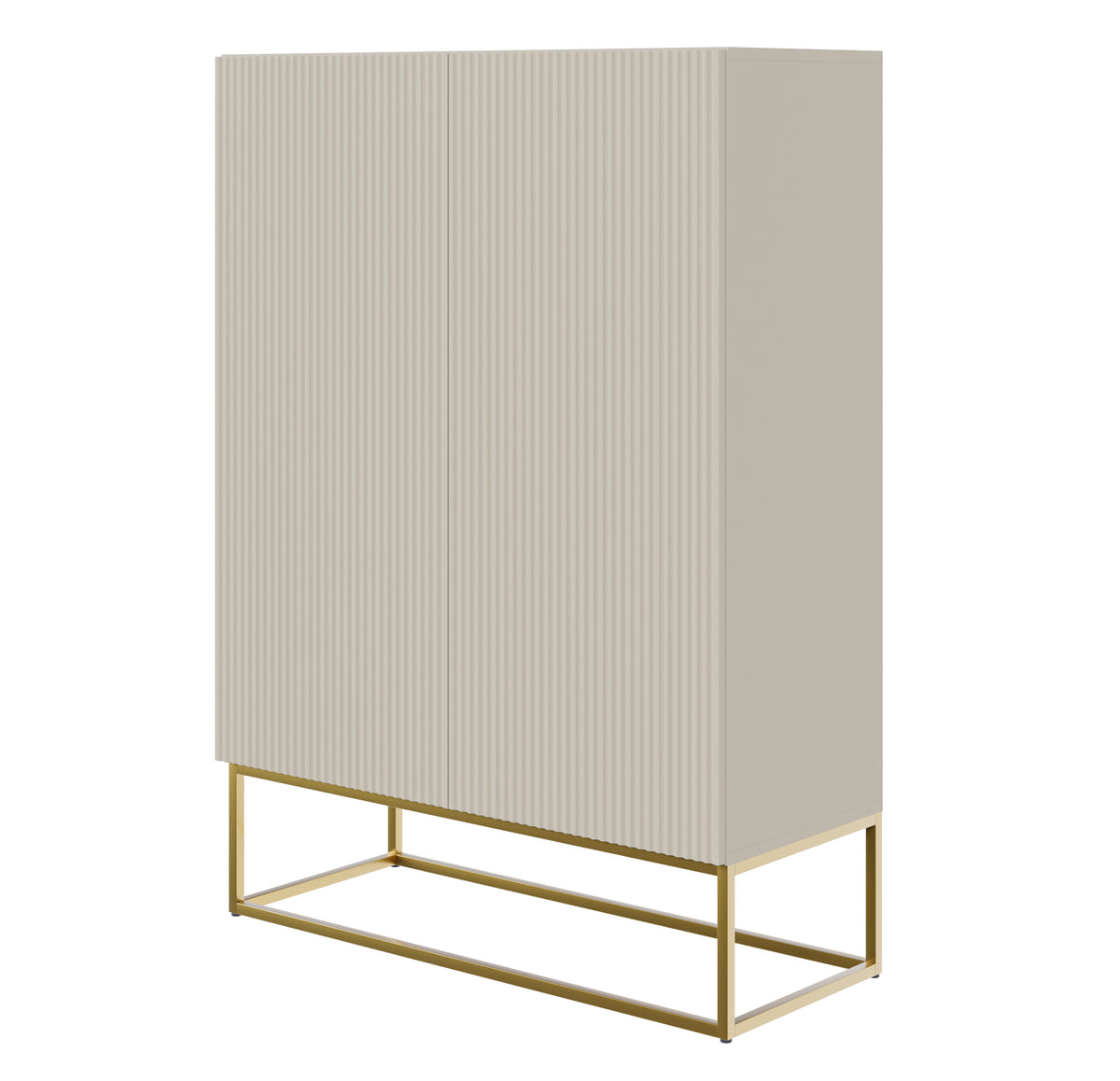 Zweiturige Kommode Veldio mit gefräster Front 90 cm Grau-Beige mit goldenen Beinen