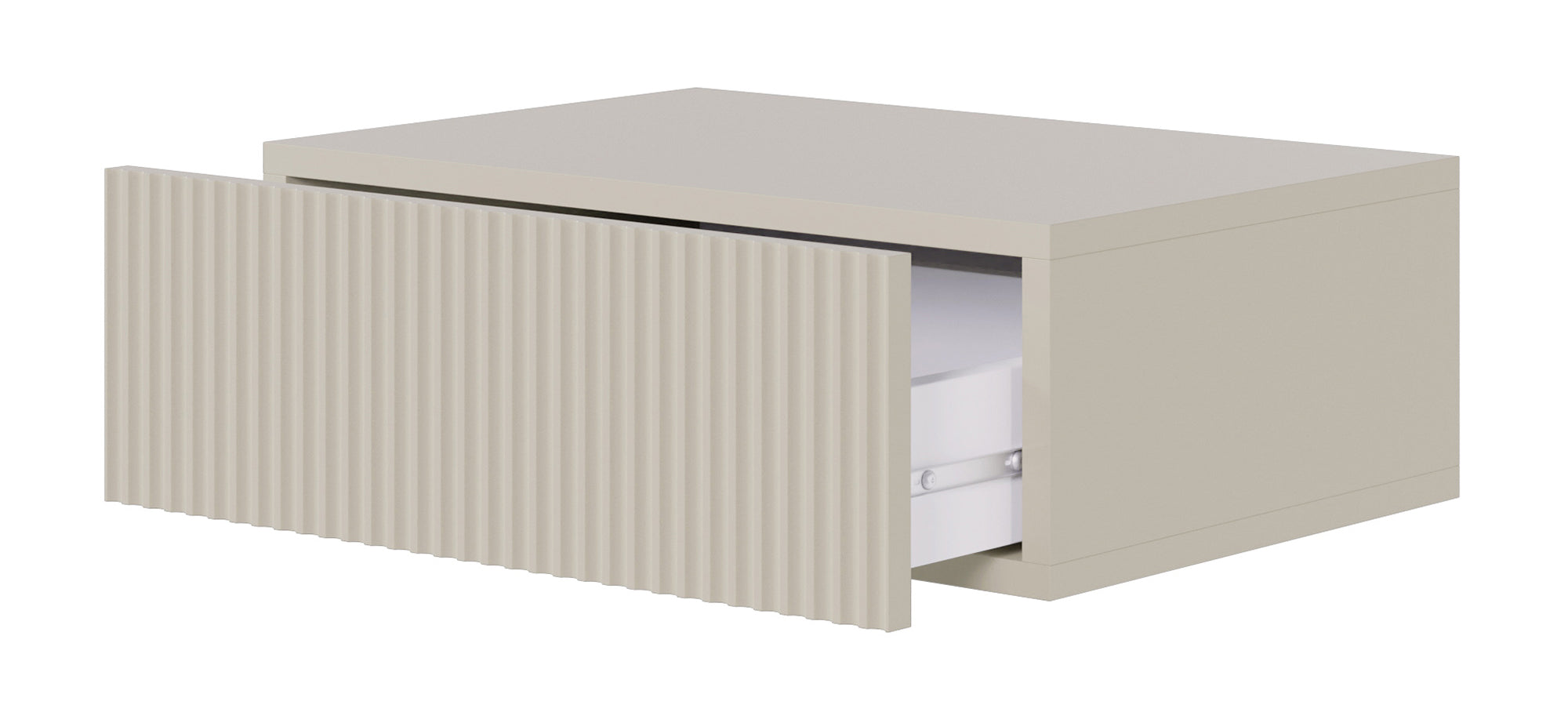 Table de chevet suspendue Veldio avec façade fraisée et tiroir 50 cm Gris Beige