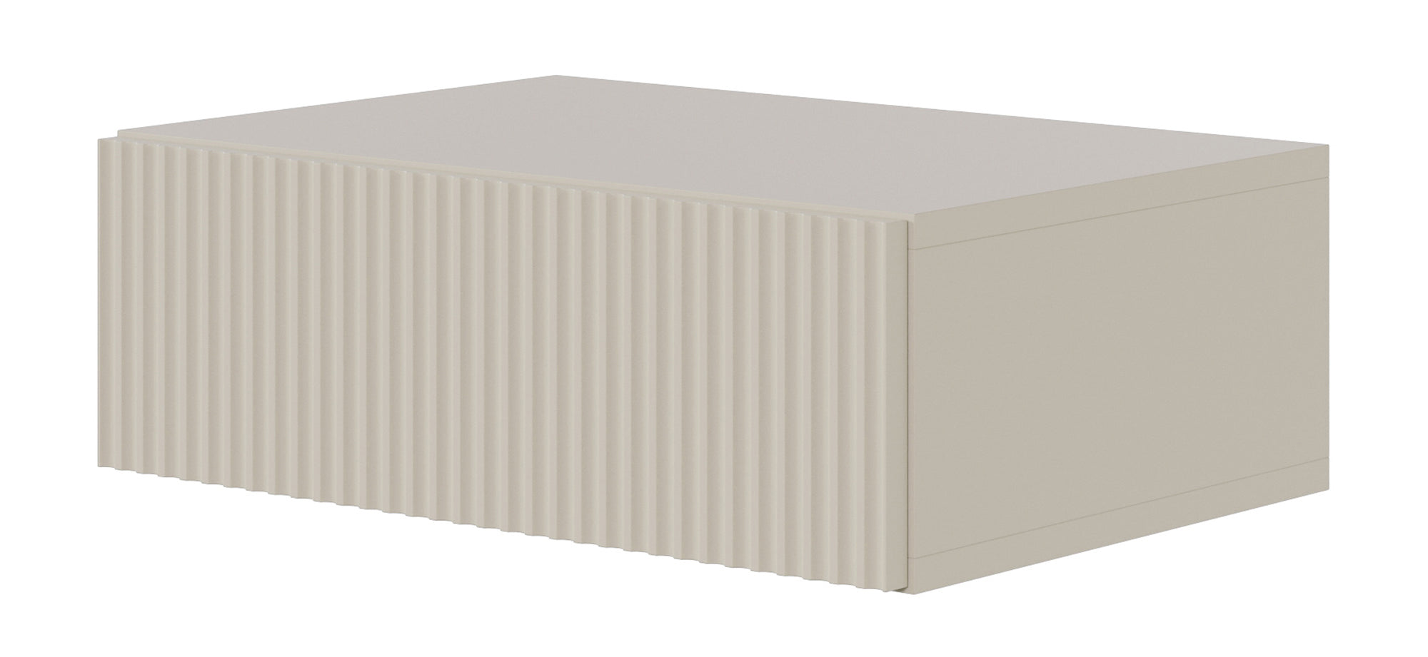 Table de chevet suspendue Veldio avec façade fraisée et tiroir 50 cm Gris Beige