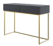 Toilette Veldio avec façade fraisée et deux tiroirs 110 cm Noir avec pieds dorés
