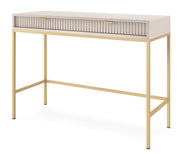 Bureau coiffeuse Vellore 104 cm cachemire avec façades cannelées et structure dorée