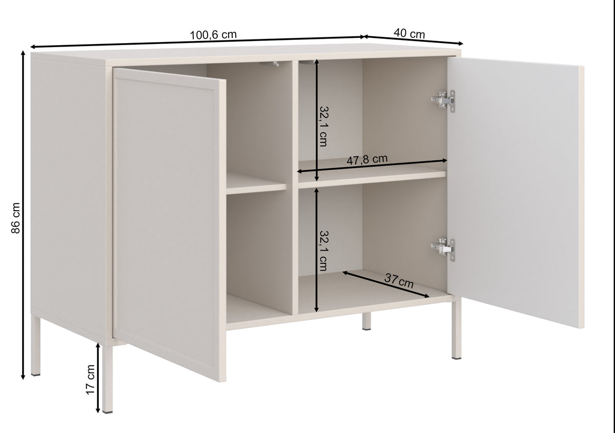 Velveto zweitürige Kommode 100 cm weiß