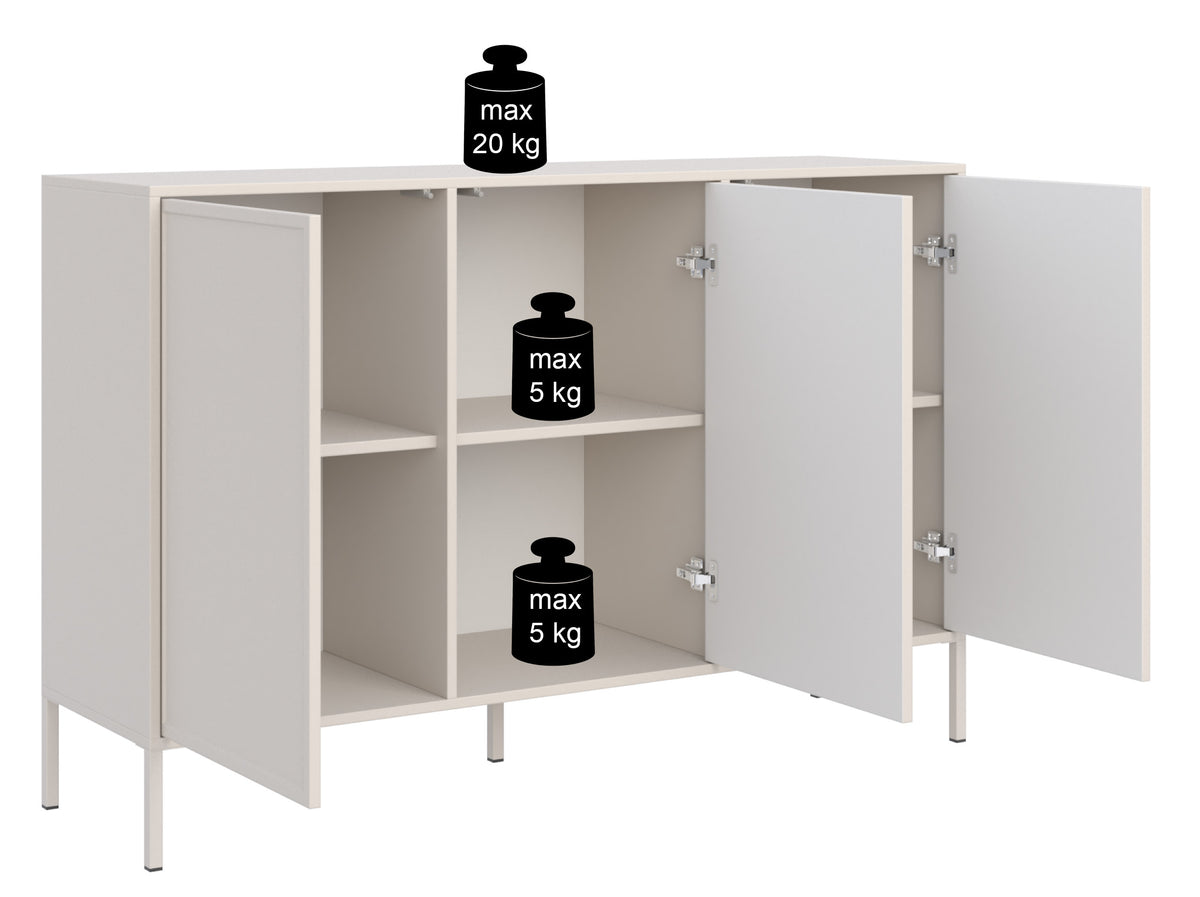 Velveto dreitürige Kommode 150 cm schwarz