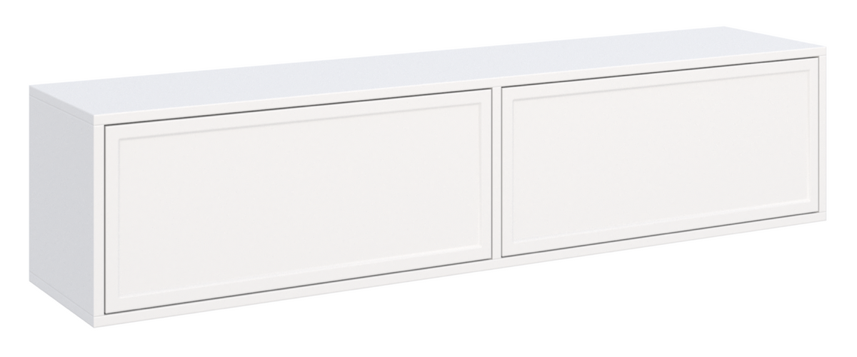 Meuble TV Velveto suspendu avec deux abattants 140 cm blanc