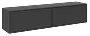 Meuble TV Velveto suspendu avec deux portes abattantes 140 cm noir