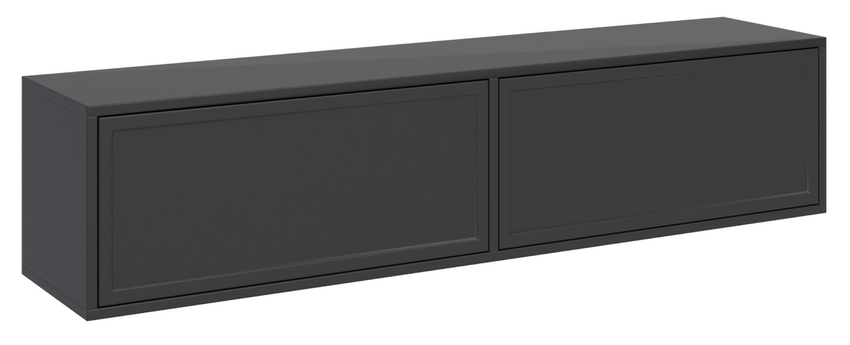 Meuble TV Velveto suspendu avec deux portes abattantes 140 cm noir