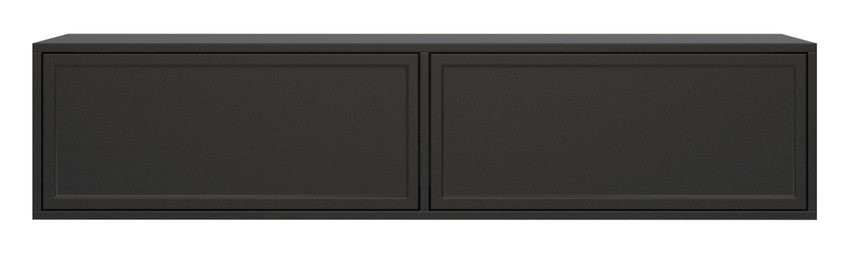 Meuble TV Velveto suspendu avec deux portes abattantes 140 cm noir