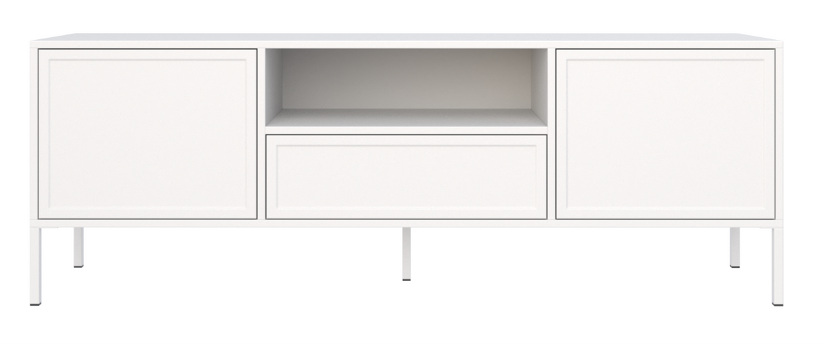 Meuble TV Velveto 2 portes avec tiroir et niche 160 cm blanc