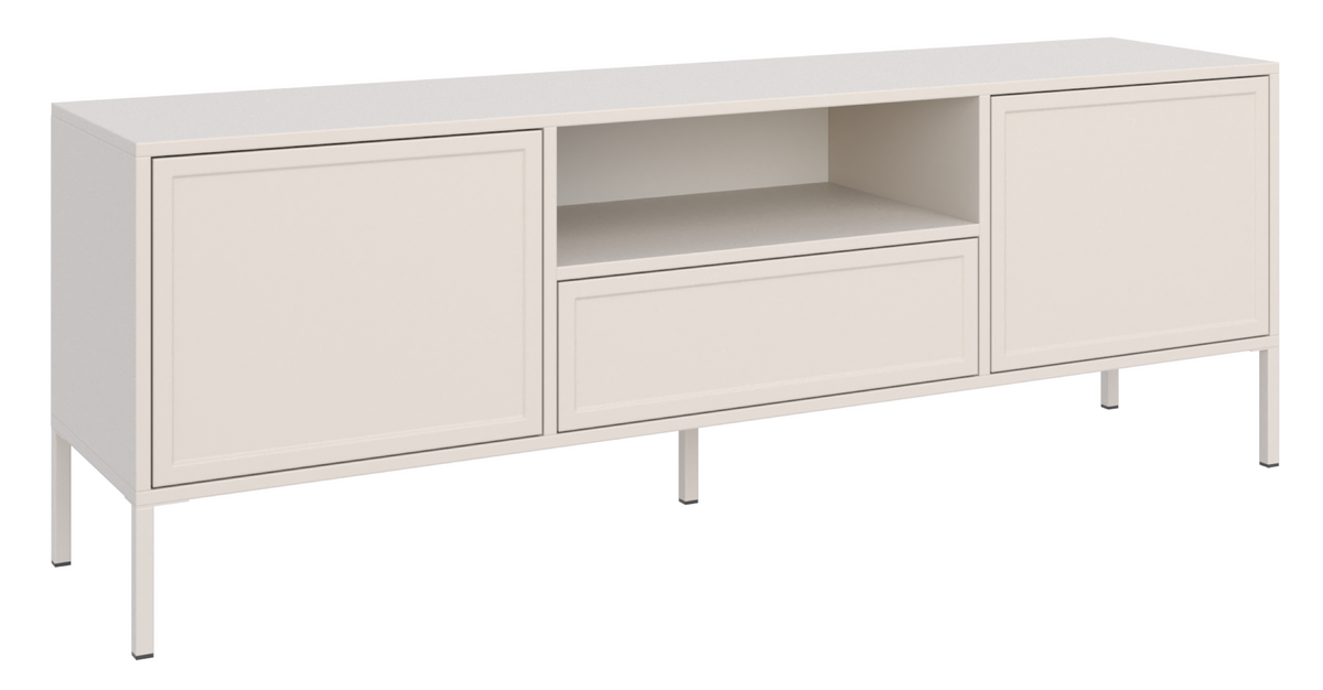 Meuble TV Velveto 2 portes avec tiroir et niche 160 cm cachemire