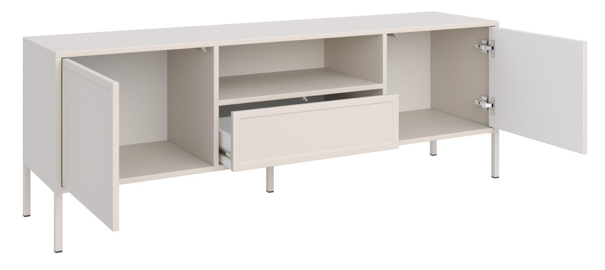 Meuble TV Velveto 2 portes avec tiroir et niche 160 cm cachemire