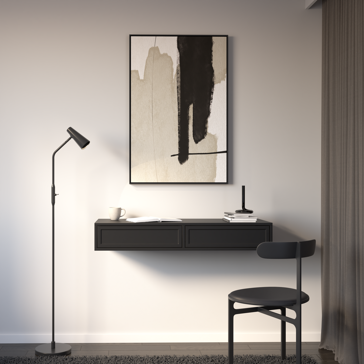 Toilette Velveto avec deux tiroirs 110 cm noir
