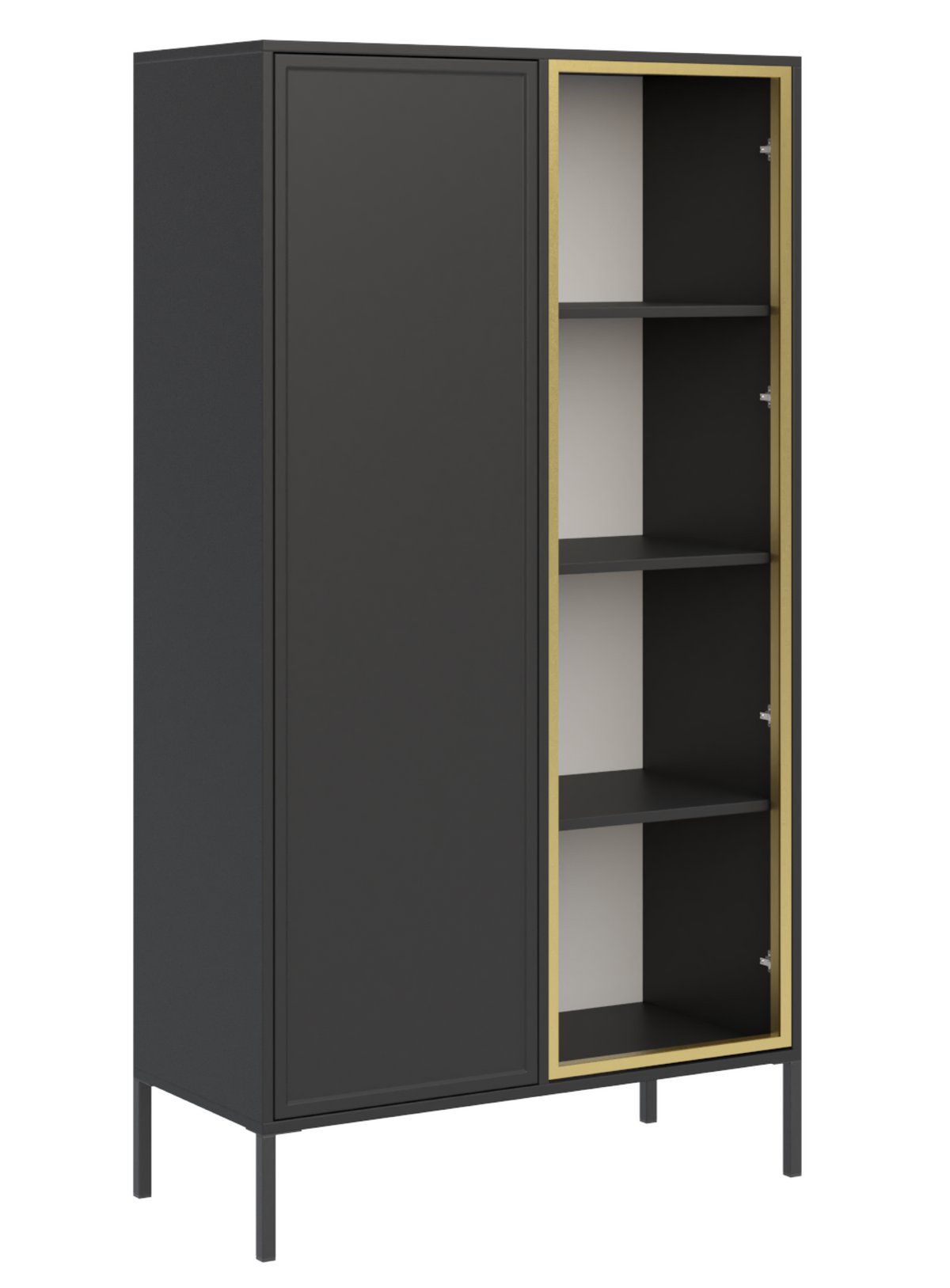 Zweiflügeliger Velveto-Schrank mit Glastür, 90 cm, schwarz