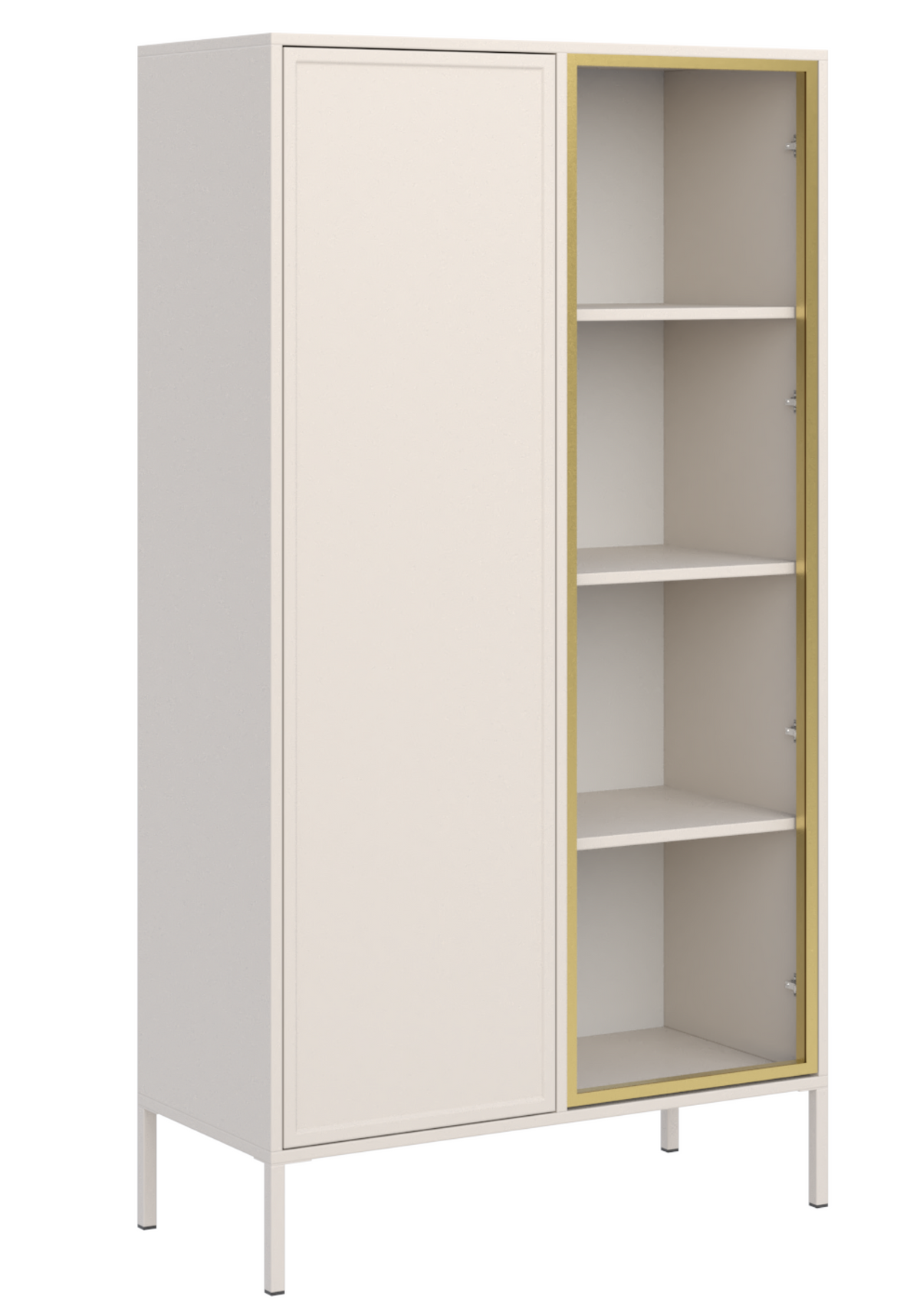 Zweiflügeliger Velveto-Schrank mit 90 cm Glasfront in Kaschmir