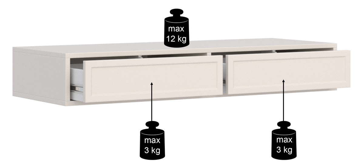 Toilettentisch Velveto mit zwei Schubladen 110 cm weiß