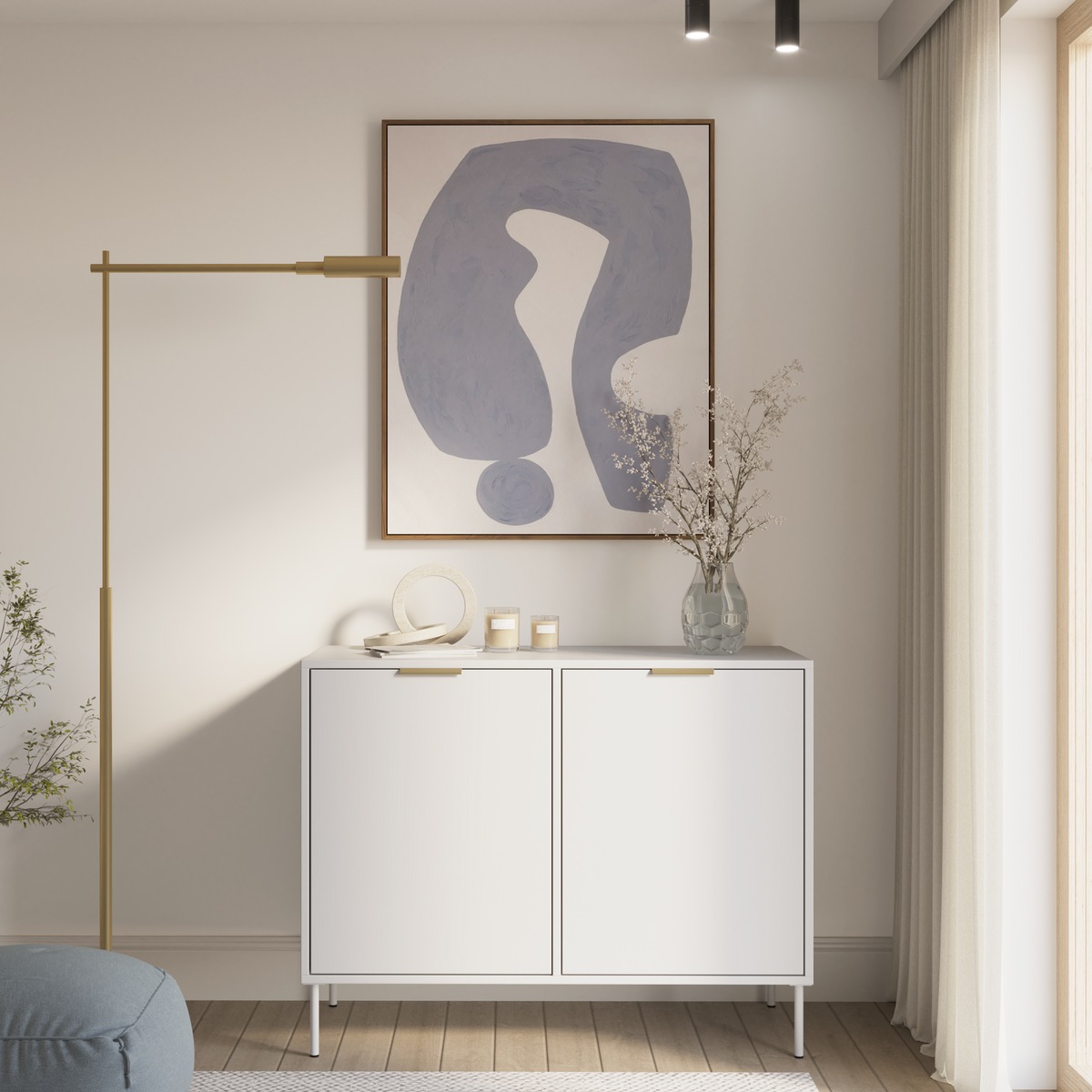 Commode 2 portes Vena 100 cm blanc