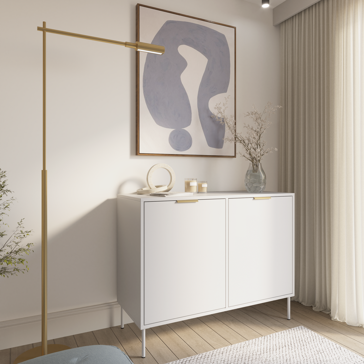 Commode 2 portes Vena 100 cm blanc