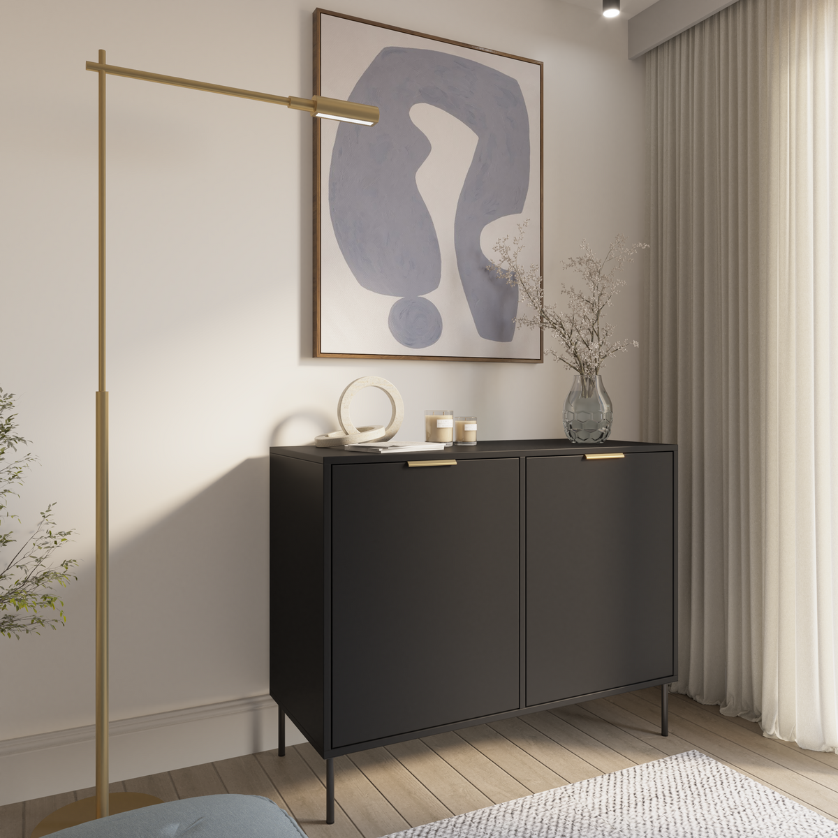 Commode 2 portes Vena 100 cm noir