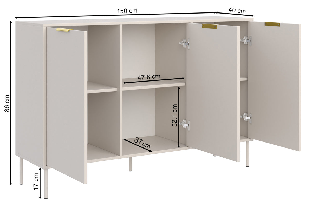 Drehtürenschrank Vena 150 cm Kaschmir