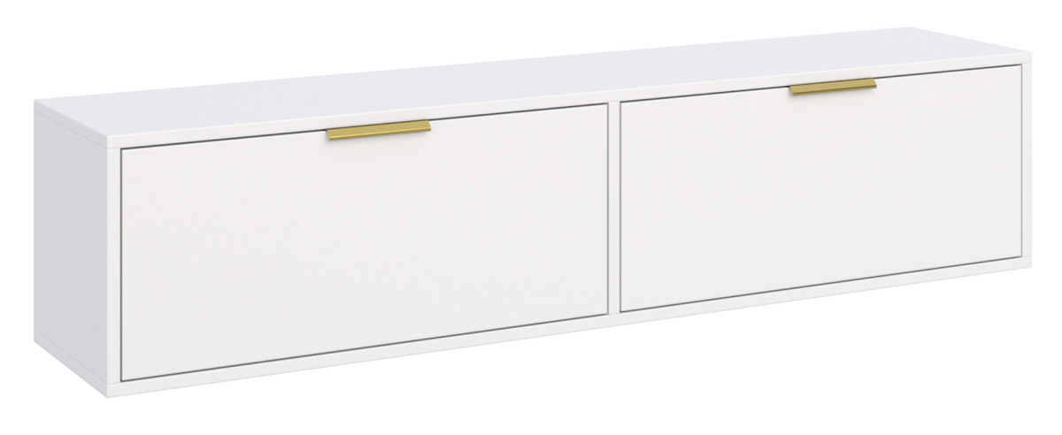 Meuble TV Vena suspendu avec deux abattants 140 cm blanc