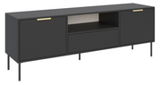 Meuble TV Vena 2 portes avec tiroir et niche 160 cm noir
