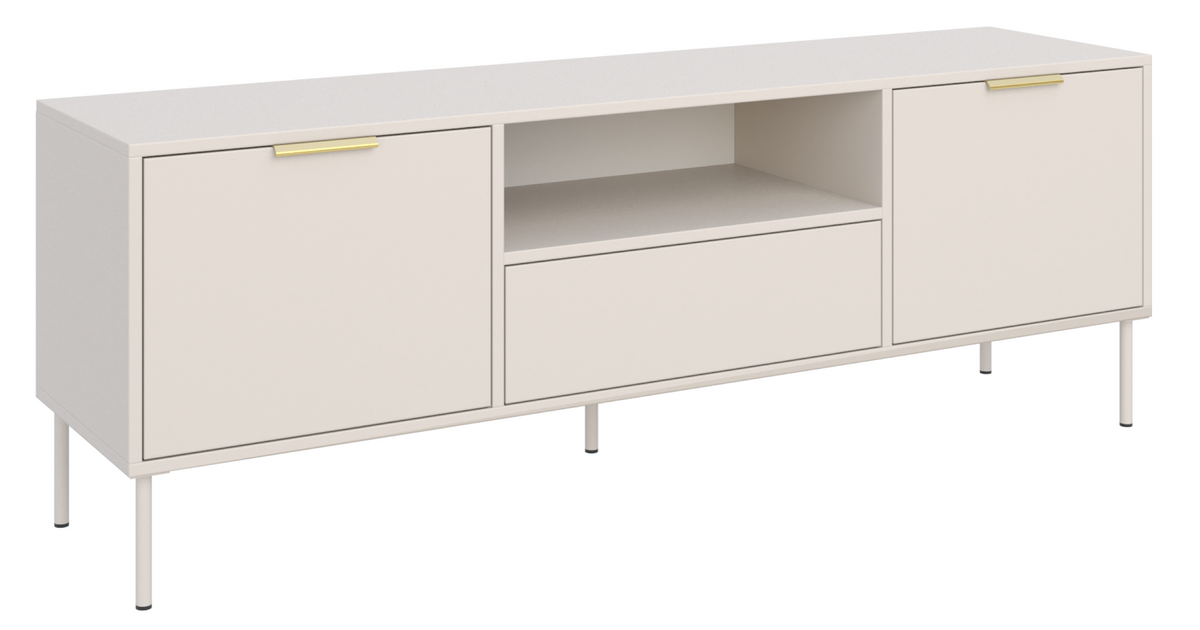 Meuble TV Vena 2 portes avec tiroir et niche 160 cm cachemire