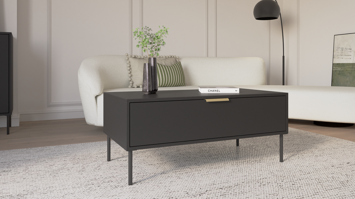 Couchtisch Vena mit Schublade 100x50 cm schwarz