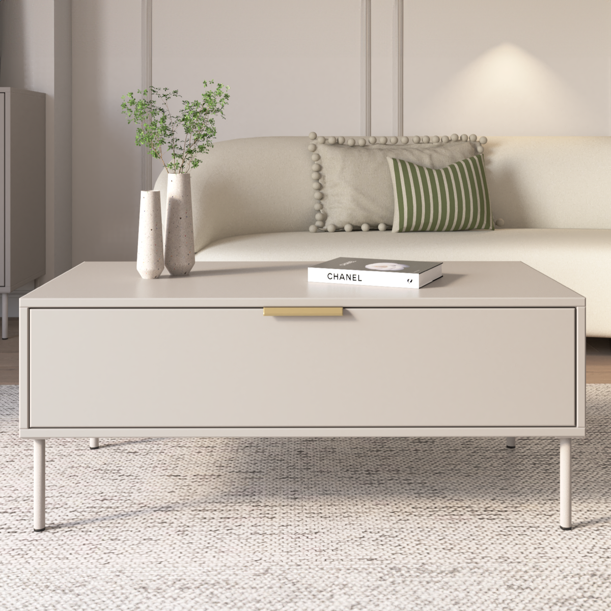 Vena Couchtisch mit Schublade 100x50 cm Kaschmir