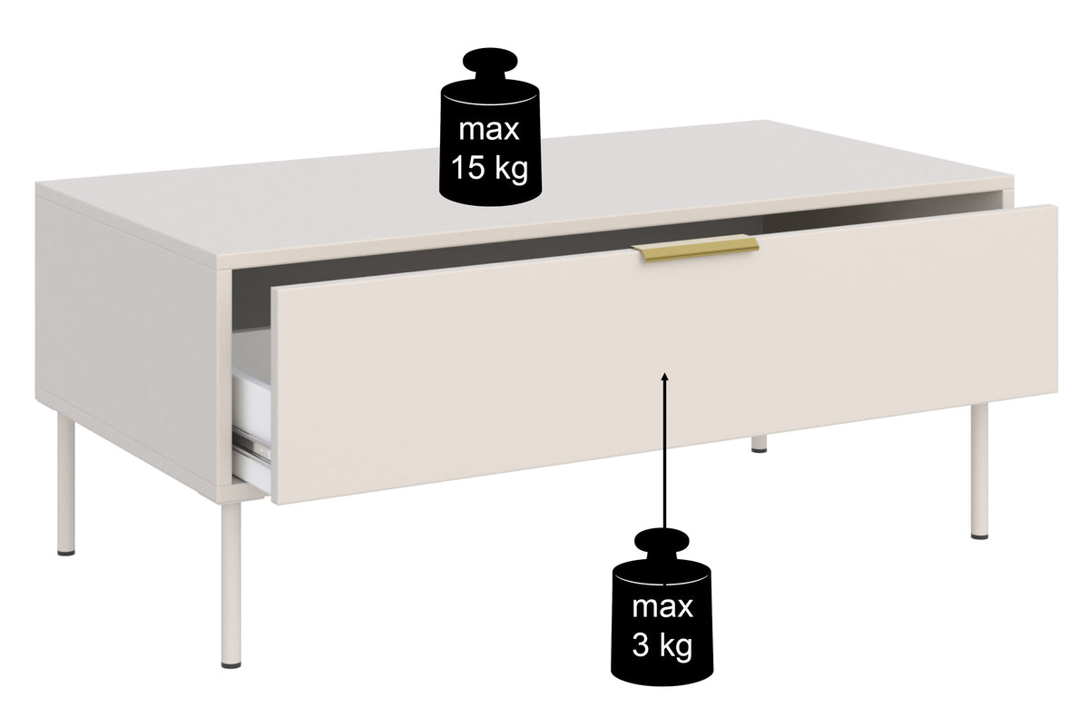 Couchtisch Vena mit Schublade 100x50 cm schwarz