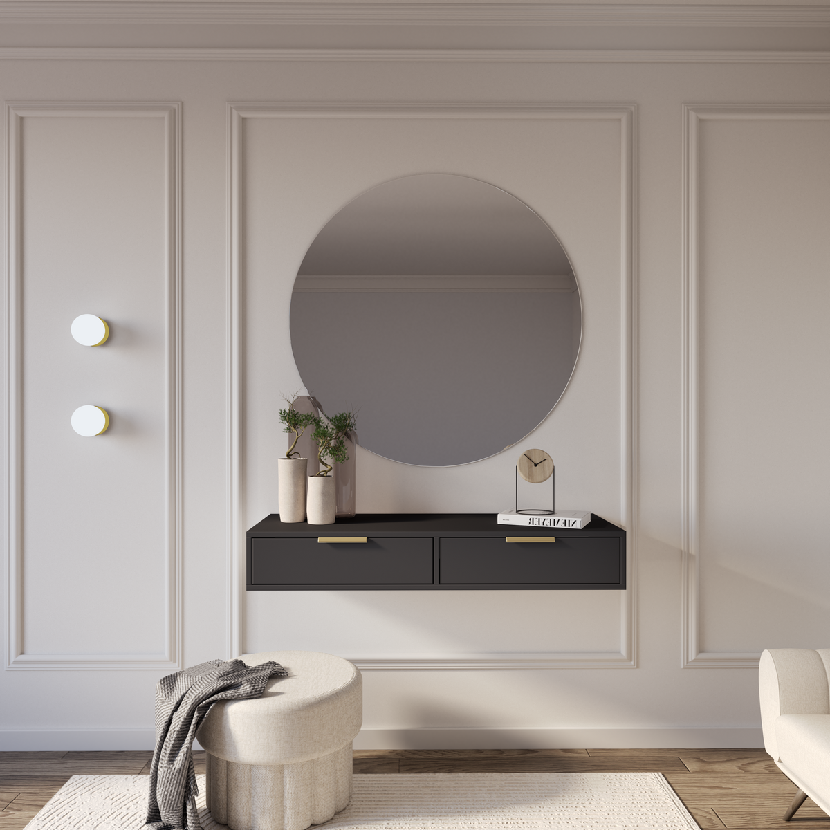 Toilette Vena avec deux tiroirs 110 cm noir