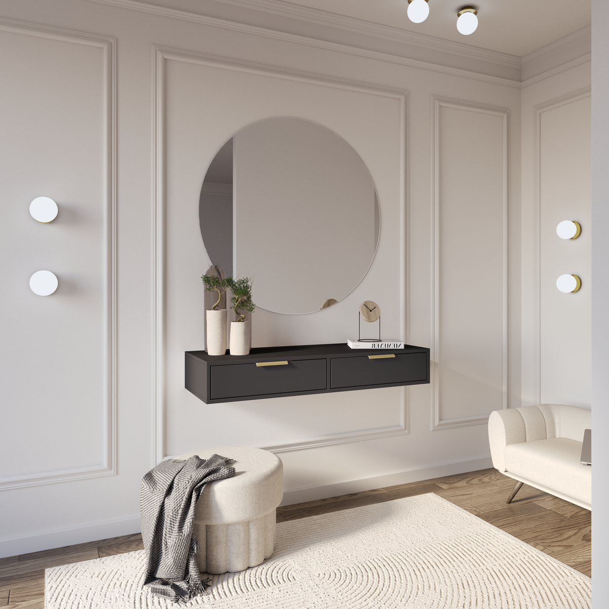 Toilette Vena avec deux tiroirs 110 cm noir