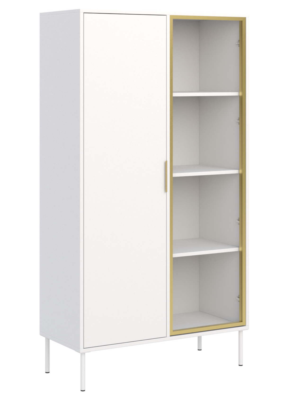 Zweiflügeliger Vena-Schrank mit Glasfront, 90 cm, Weiß