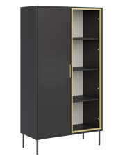 Vitrine 2 portes Vena avec façade en verre 90 cm noir