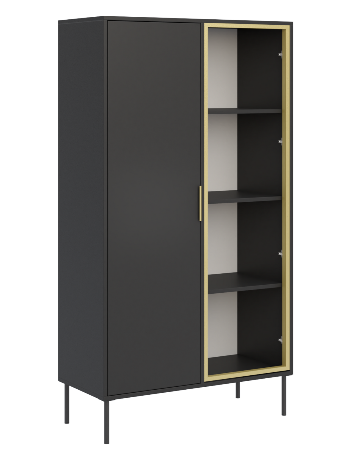 Zweiflügeliger Vena-Schrank mit Glasfront 90 cm, schwarz