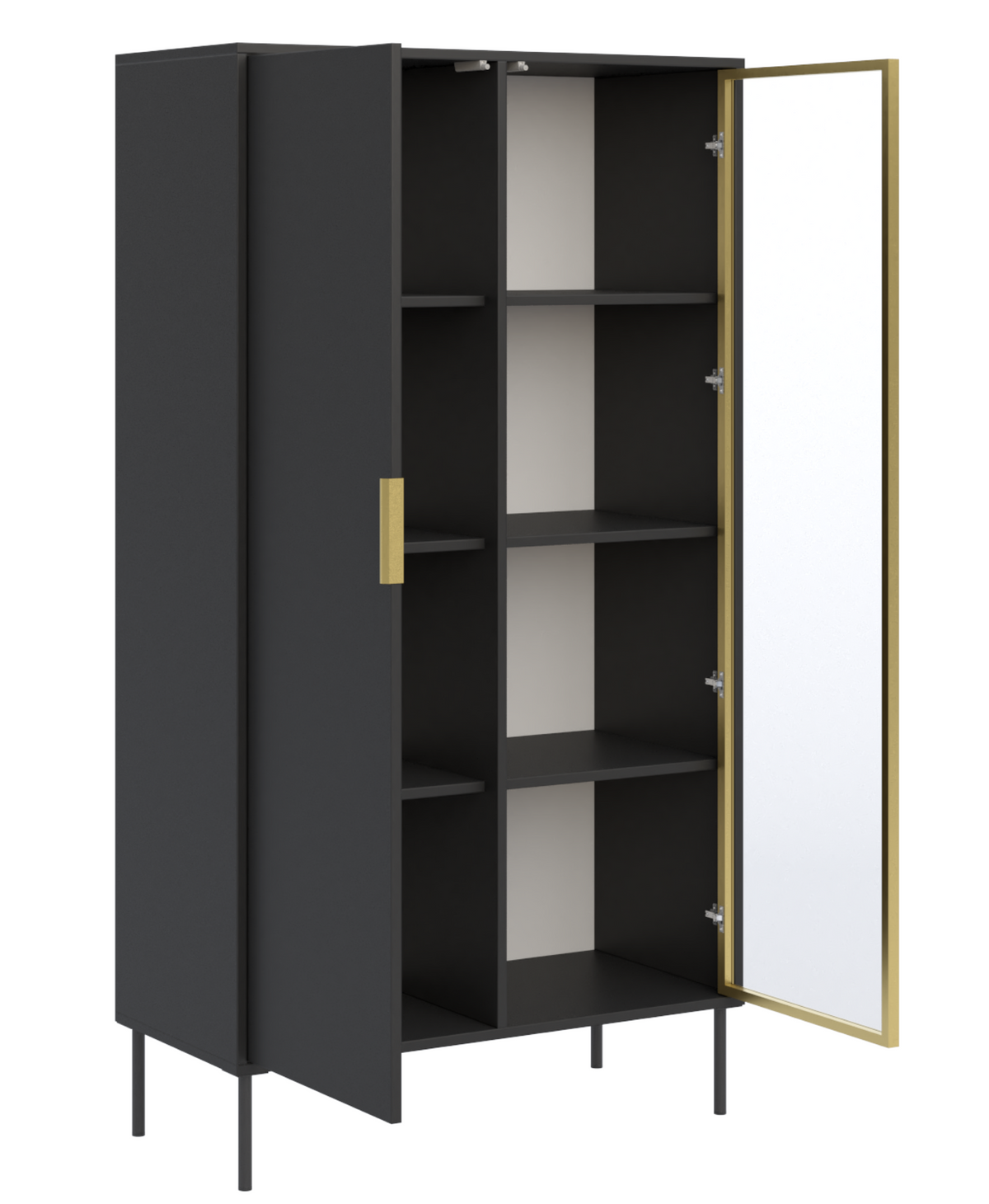 Vitrine 2 portes Vena avec façade en verre 90 cm noir