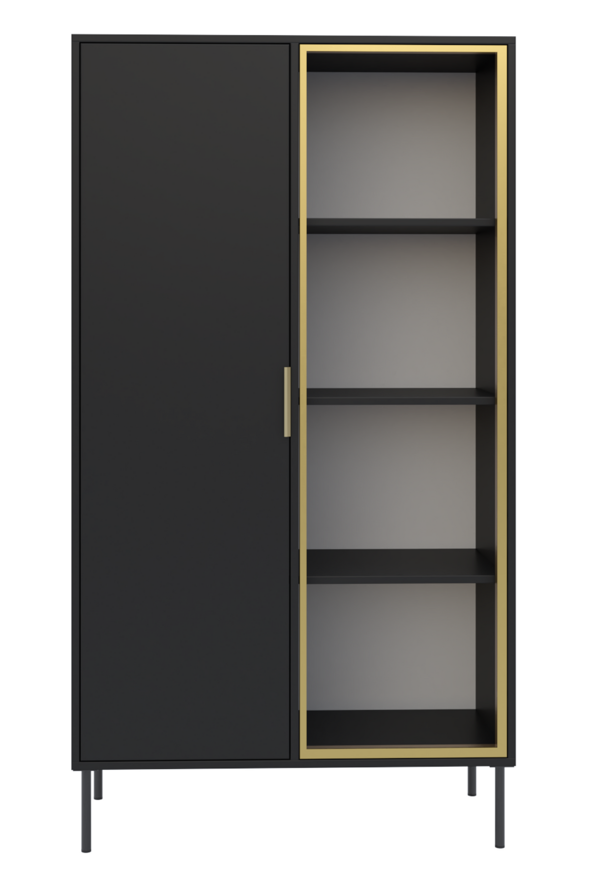 Vitrine 2 portes Vena avec façade en verre 90 cm noir