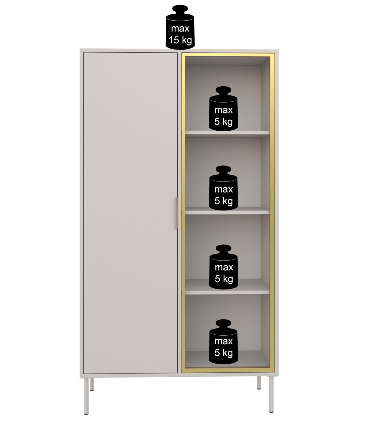 Vitrine 2 portes Vena avec façade en verre 90 cm blanc