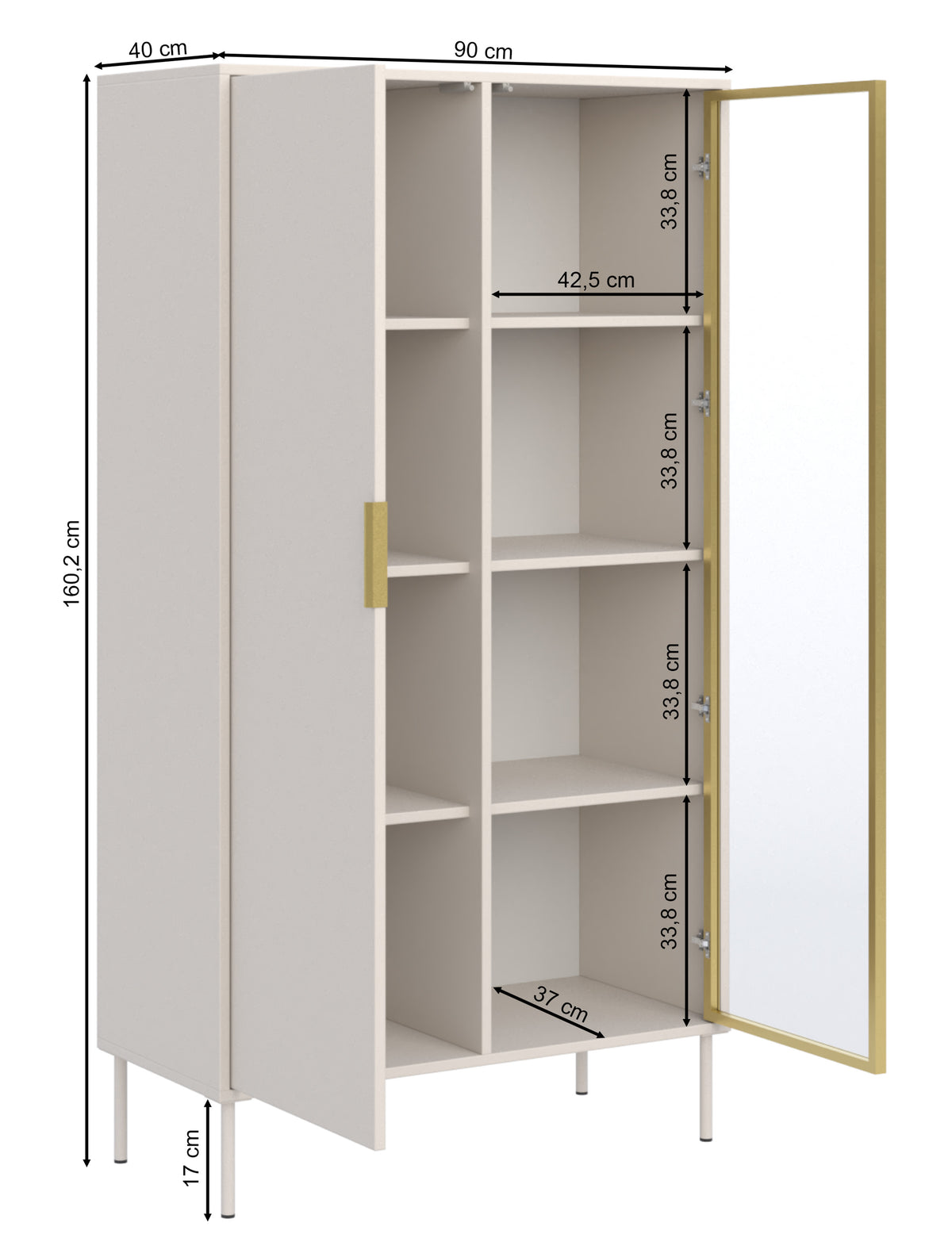 Vitrine 2 portes Vena avec façade en verre 90 cm blanc
