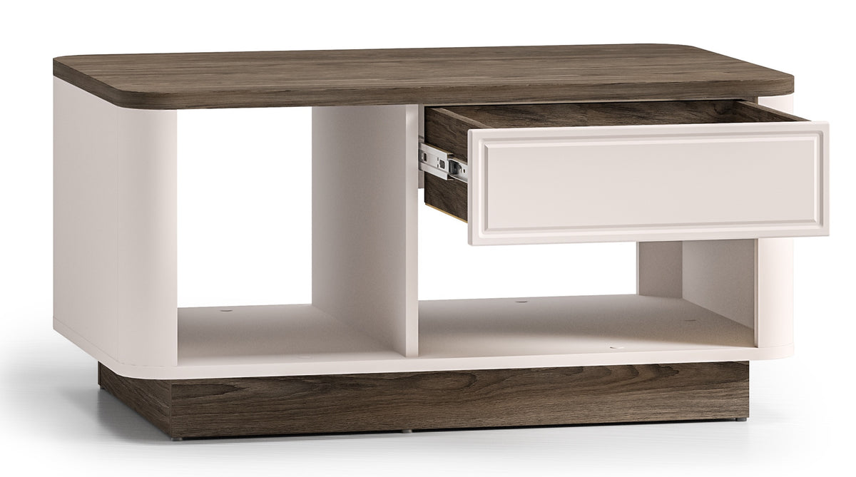 Table basse Vilavio avec tiroir et niches 60x90 cm Kaszmir/Dąb Windmill Dark