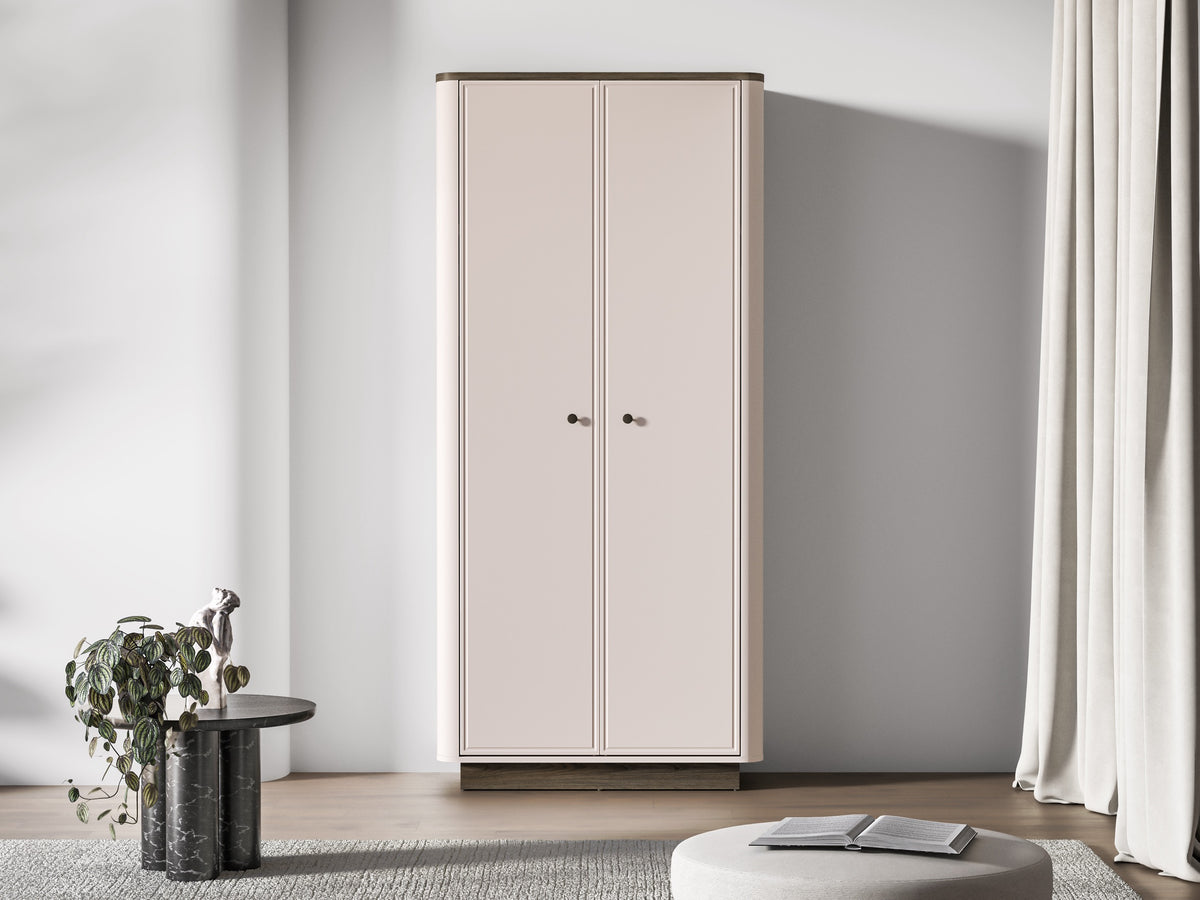 Armoire deux portes Vilavio avec tringle et étagères 92 cm Cachemire/Chêne Windmill Dark