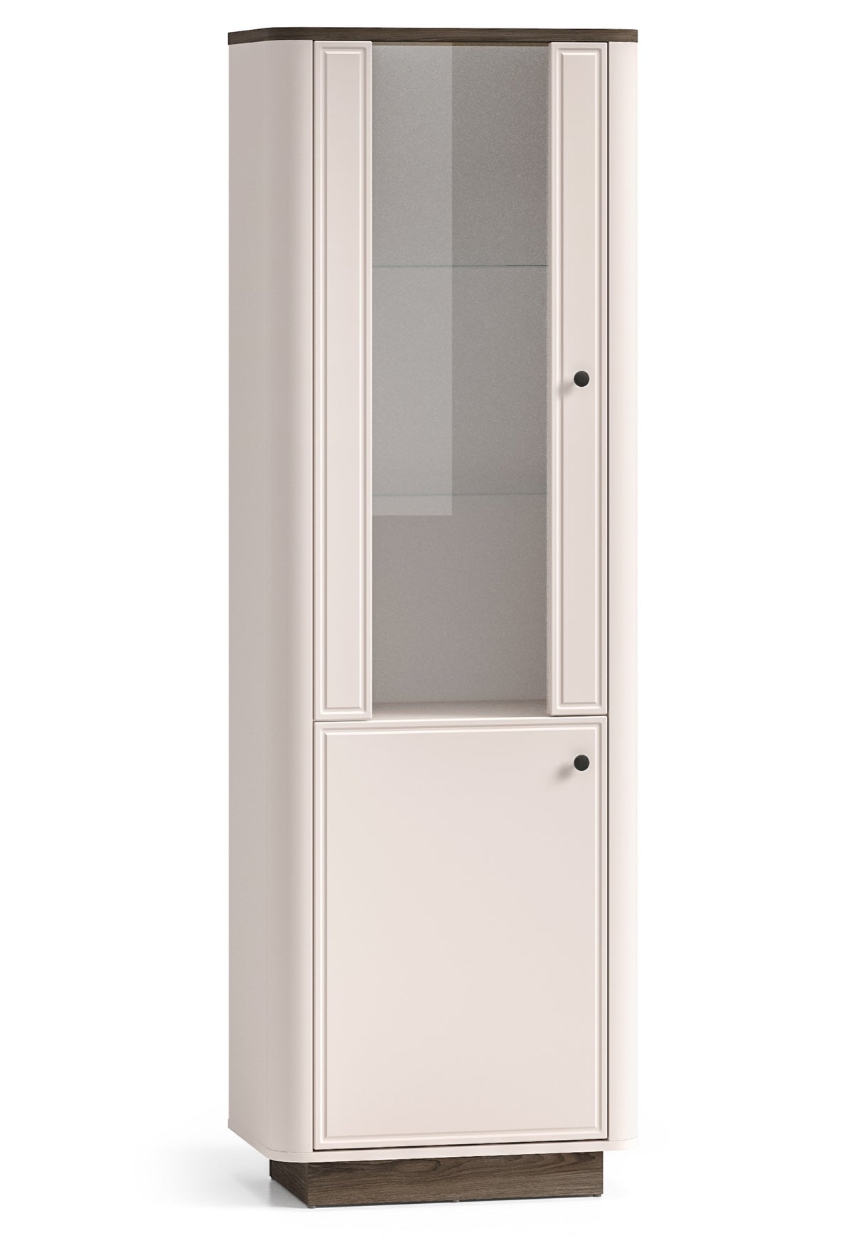 Vitrine haute Vilavio 2 portes avec éclairage 65 cm Cachemire/Chêne Windmill Dark