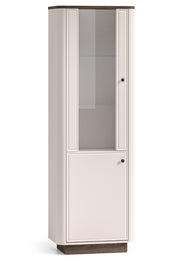 Vitrine haute Vilavio 2 portes avec éclairage 65 cm Cachemire/Chêne Windmill Dark