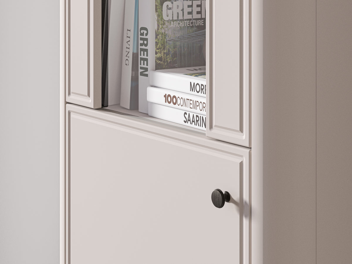 Vitrine haute Vilavio 2 portes avec éclairage 65 cm Cachemire/Chêne Windmill Dark