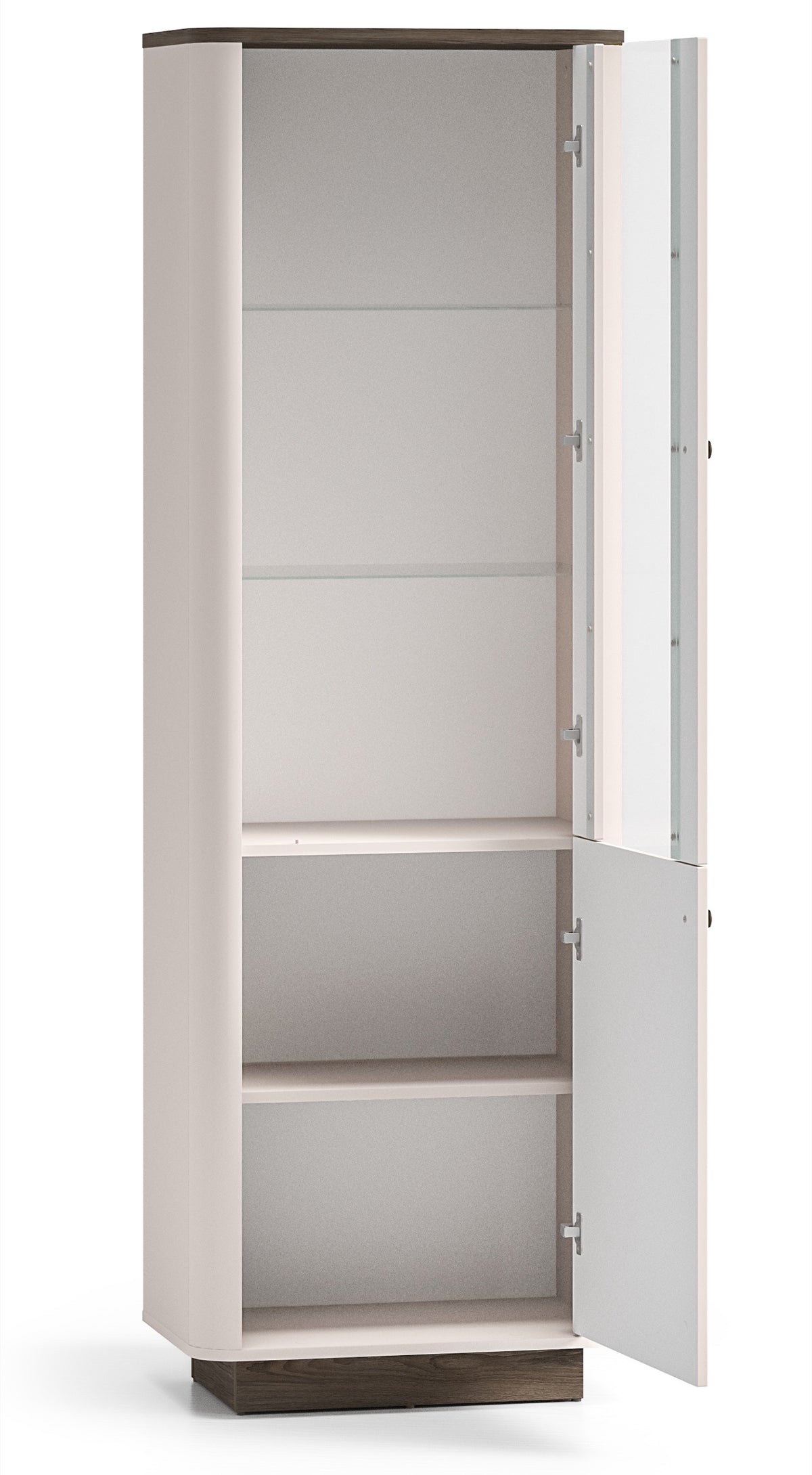 Vitrine haute Vilavio 2 portes avec éclairage 65 cm Cachemire/Chêne Windmill Dark