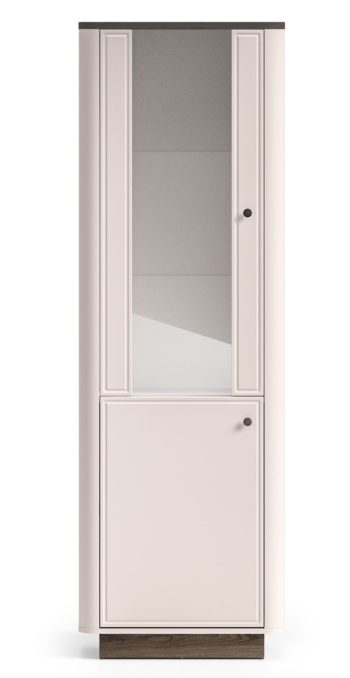 Vitrine haute Vilavio 2 portes avec éclairage 65 cm Cachemire/Chêne Windmill Dark