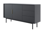 Commode deux portes Viviaro avec trois tiroirs 154 cm Noir