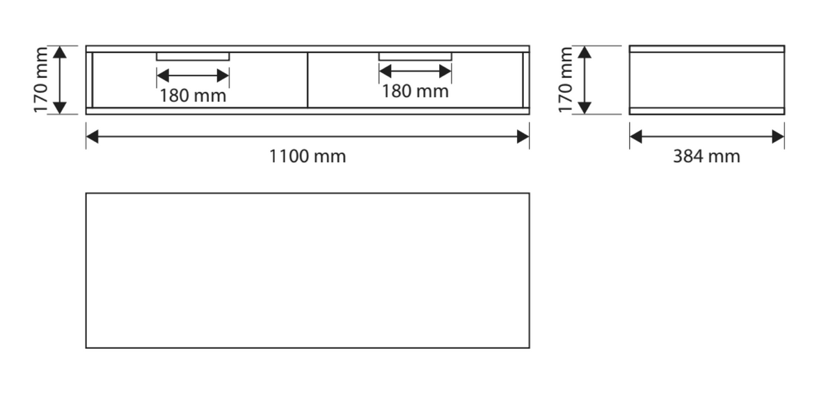 Toilette suspendue Viviaro avec deux tiroirs 110 cm cachemire
