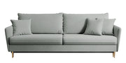 Canapé convertible 3 places Volio velours gris hydrofuge pieds dorés