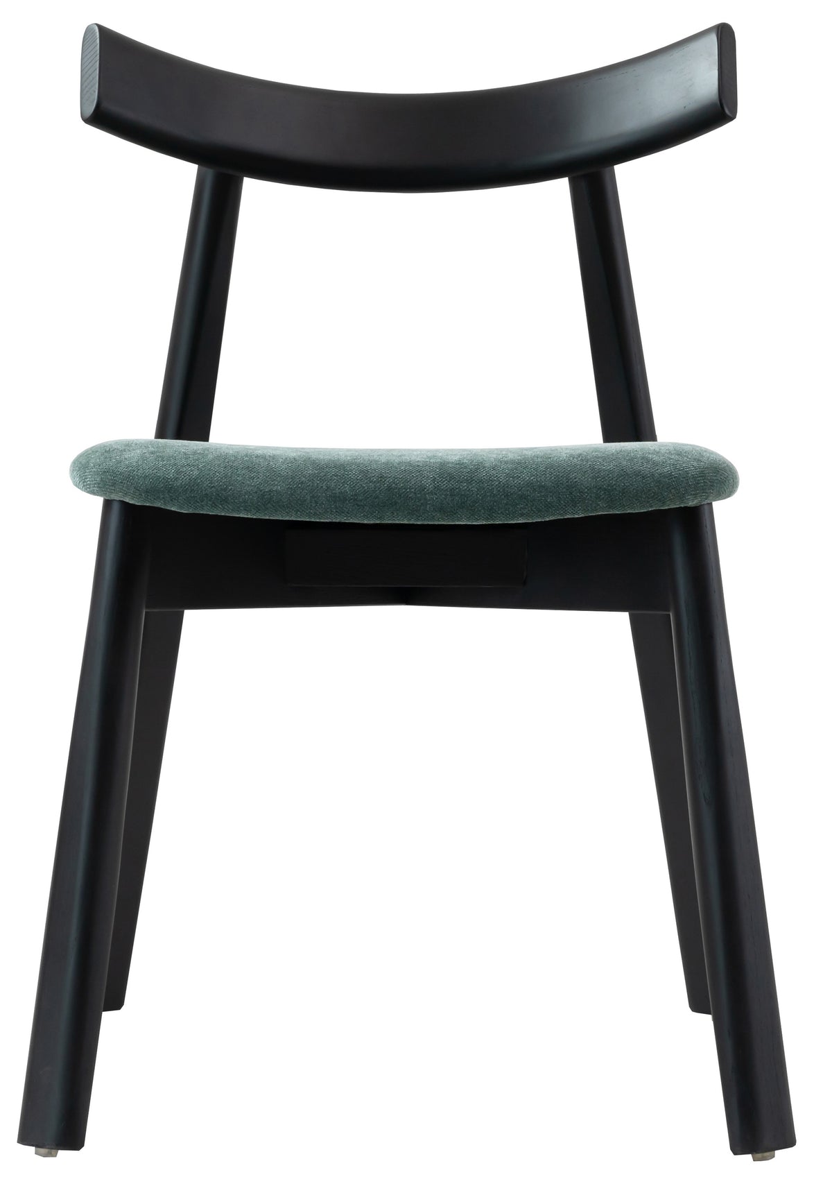 Chaise en bois pour salle à manger Delify en tissu easy-clean velours chenille vert foncé/noir